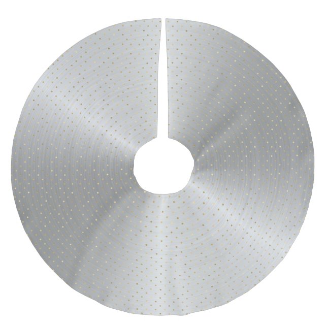 Elegant Silver Gold Dots Weihnachten Polyester Weihnachtsbaumdecke (Vorderseite)