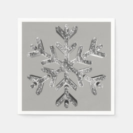 Elegant Silver Gray Diamonds Snowflake Weihnachten Serviette