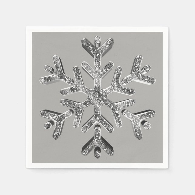 Elegant Silver Gray Diamonds Snowflake Weihnachten Serviette (Vorderseite)