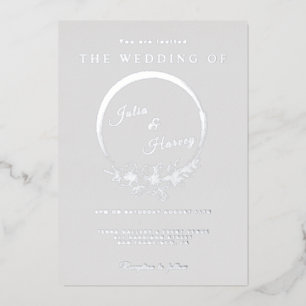 Elegant Silver Gray Wedding Foil Invitation Folieneinladung