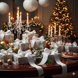 Elegant Silver Grosgrain Ribbon for Christmas Wrap Ripsband