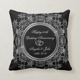 Elegant Silver Hearts 50. Hochzeitstag Kissen