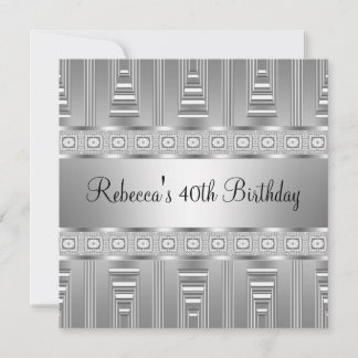 Elegant Silver Jewel 40. Geburtstag Einladung