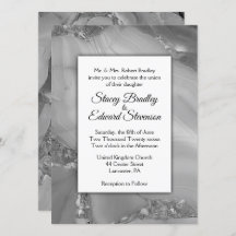 Elegant Silver Marble Agate Hochzeit Einladung