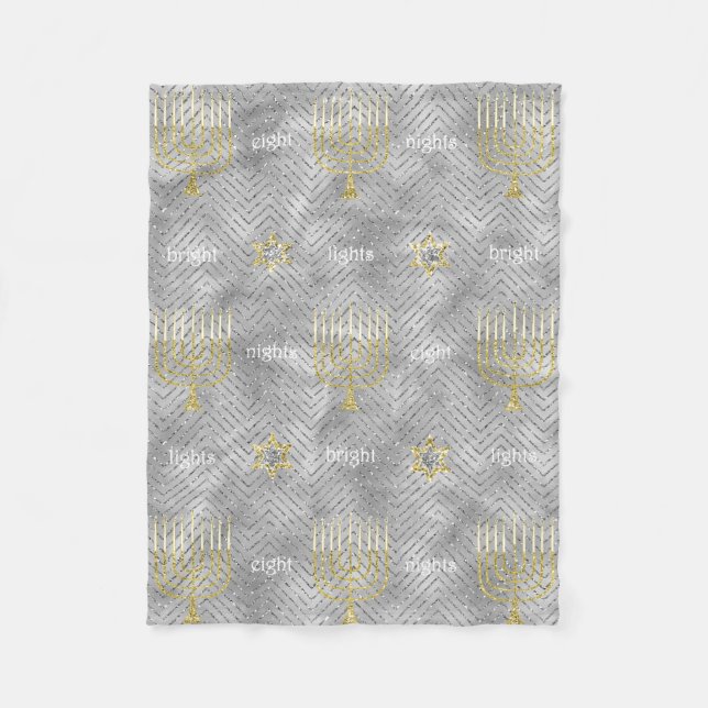 Elegant Silver Menorahs Fleece Blanket (Vorderseite)