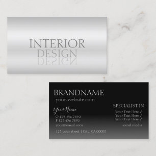 Elegant Silver Mirror Font Professional Stylish Visitenkarte