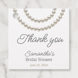 Elegant Silver Pearl Brautparty Gefälligs-Tags Geschenkanhänger