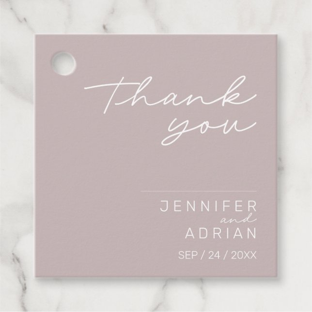 Elegant Silver PinkM Minimal Vielen Dank für Ihre  Geschenkanhänger (Vorderseite)