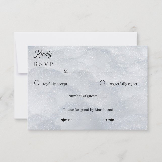 Elegant Silver Shimmering Filigree Response Card RSVP Karte (Vorderseite)