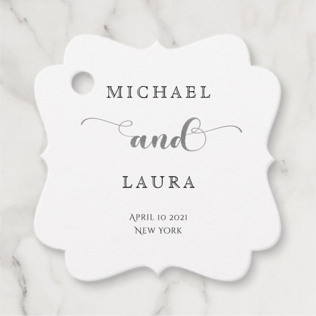 Elegant Silver SImple Wedding Geschenkanhänger (Vorderseite)