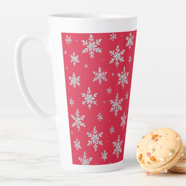 Elegant Silver Snowflake | Winter Holiday  Milchtasse (Beispiel)
