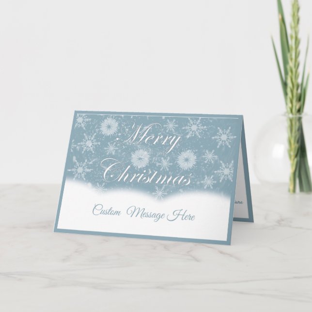Elegant Silver Snowflakes Merry Christmas Quote Karte (Vorderseite)