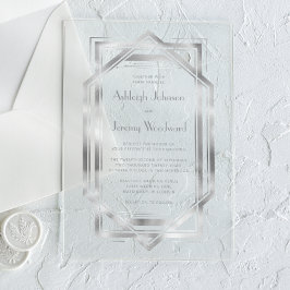 Elegant Silver Vintage Hochzeit des Deko der 1920e Acryleinladungen