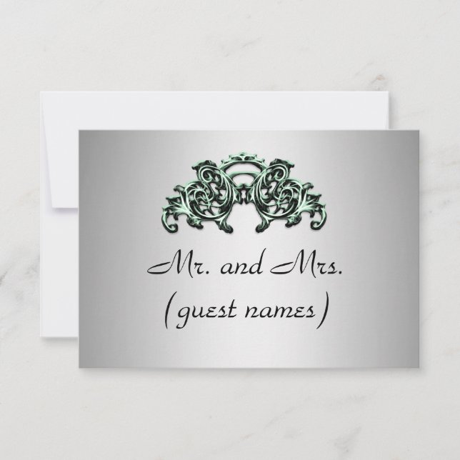ELEGANT SILVER WEDD ESCORT CARD EINLADUNG (Vorderseite)