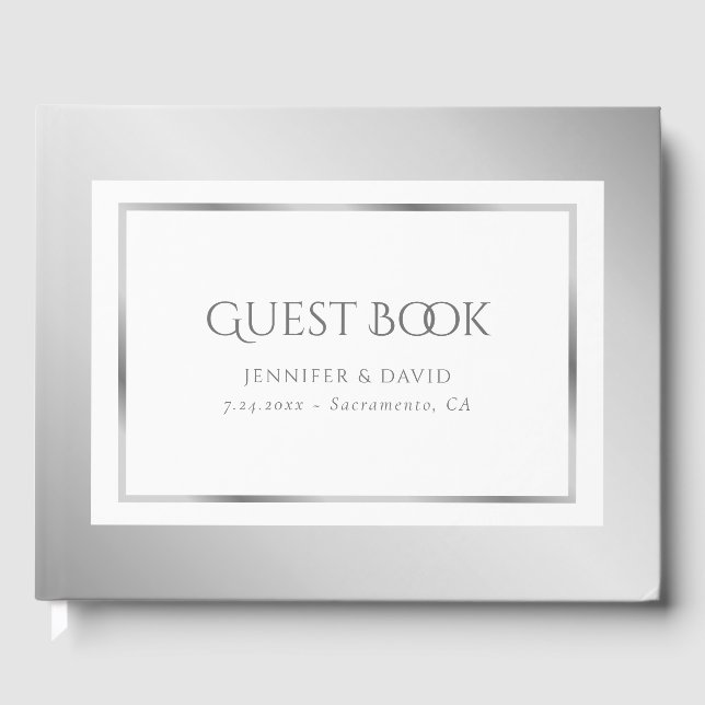 Elegant Silver Wedding Gästebuch (Vorderseite)