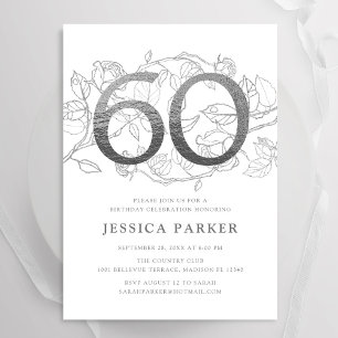 Elegant Silver White 60. Geburtstag Einladung