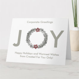 Elegant Silver Wreath Happy Holidays Corporate Karte