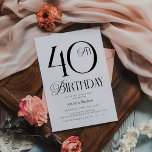 Elegant Simple 40. Geburtstags-Party Einladung<br><div class="desc">Elegant Simple 40. Geburtstags-Party Einladung</div>