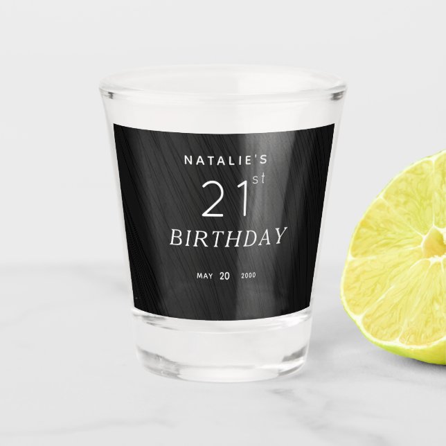 Elegant Simple Black 21. Geburtstag Schnapsglas (Vorderseite)