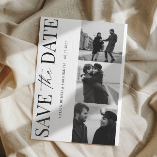 Elegant Simple Black and White Photo Save the Date Einladung