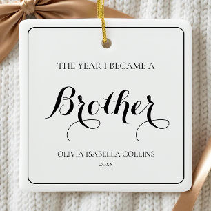 Elegant Simple Black Modern 1. Weihnachtsbruder Keramikornament