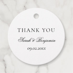 Elegant Simple Black & White Wedding Vielen Dank Geschenkanhänger