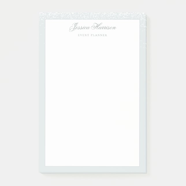 Elegant Simple Blue Gray White Confetti 4x6 Post-it Klebezettel (Vorderseite)