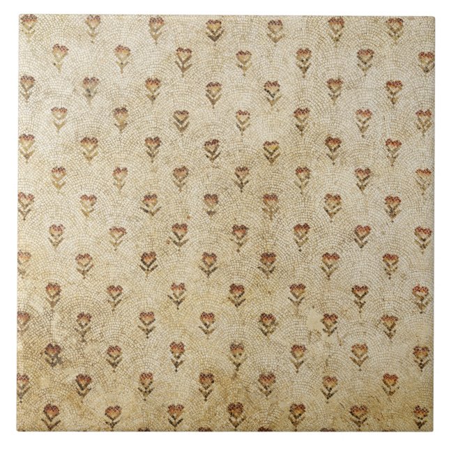 ELEGANT SIMPLE BYZANTINE MOSAIC FLOWERS Antique  Fliese (Vorderseite)