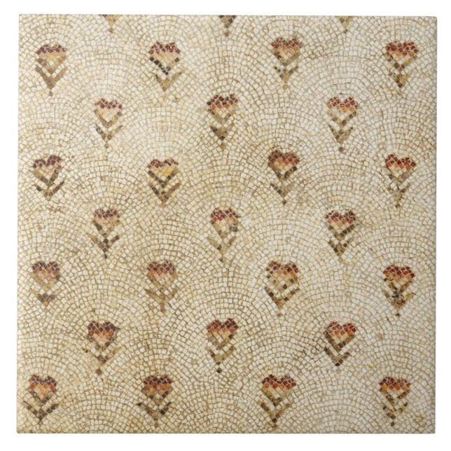 ELEGANT SIMPLE BYZANTINE MOSAIC FLOWERS Antique  Fliese (Vorderseite)