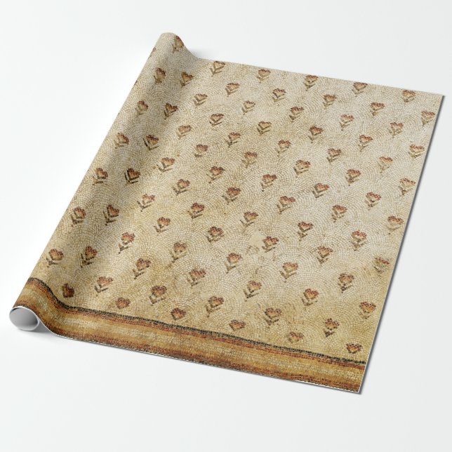 ELEGANT SIMPLE BYZANTINE MOSAIC FLOWERS Antique  Geschenkpapier (Ungerollt)