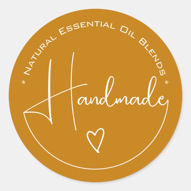 Elegant Simple Calligraphy Handmade Heart Yellow Runder Aufkleber (Vorderseite)