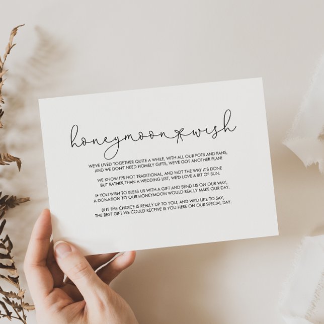 Elegant Simple Calligraphy Honeymoon Wish Begleitkarte (Von Creator hochgeladen)