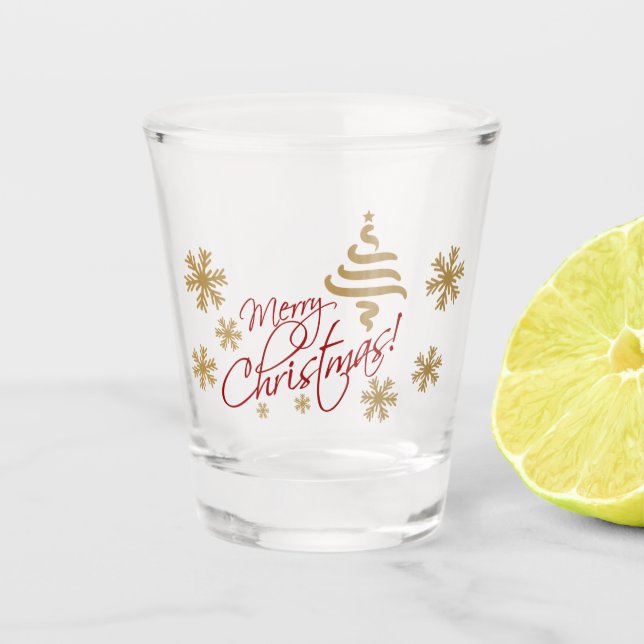 Elegant Simple Cheers Merry Christmas Wish Schnapsglas (Vorderseite)