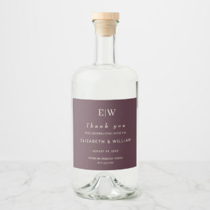 Elegant Simple Cherry Lacquer, Monogram Wedding Alkoholflaschenetikett