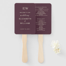 Elegant Simple Cherry Lacquer, Monogram Wedding Fächer