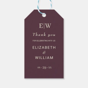 Elegant Simple Cherry Lacquer, Monogram Wedding Geschenkanhänger