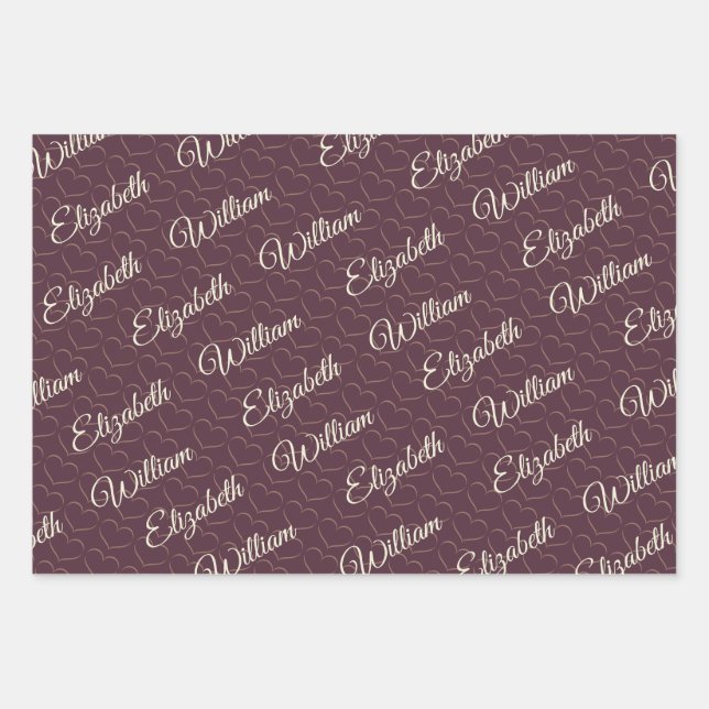 Elegant Simple Cherry Lacquer, Monogram Wedding Geschenkpapier Set (Vorderseite 2)