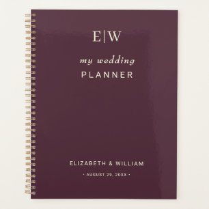Elegant Simple Cherry Lacquer, Monogram Wedding Planer