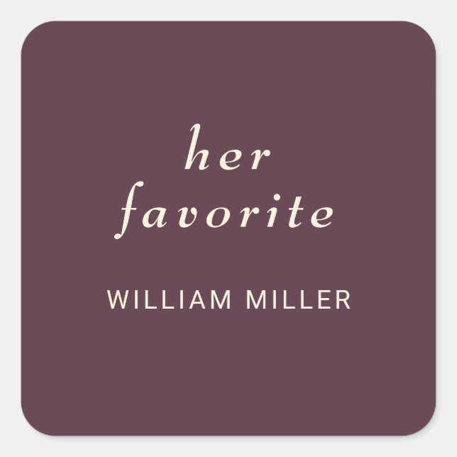 Elegant Simple Cherry Lacquer, Monogram Wedding Quadratischer Aufkleber (Vorderseite)
