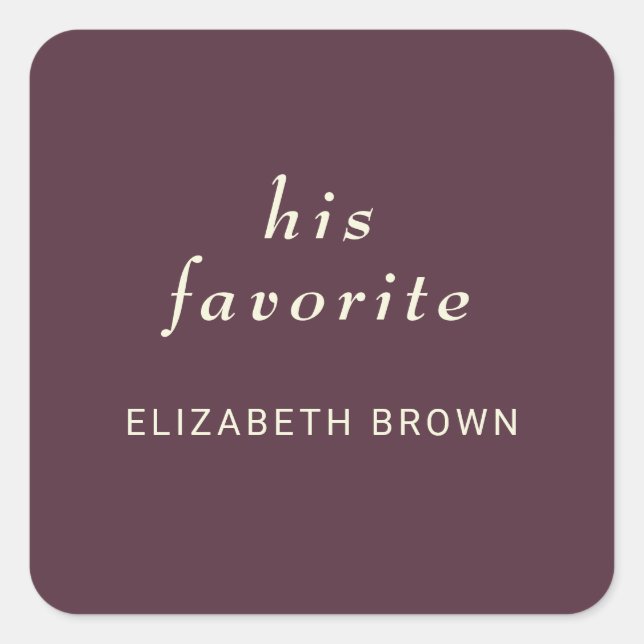 Elegant Simple Cherry Lacquer, Monogram Wedding Quadratischer Aufkleber (Vorderseite)