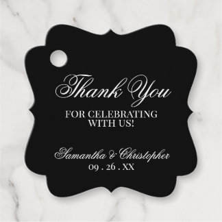 Elegant Simple Chic Black Danke Hochzeit Geschenkanhänger