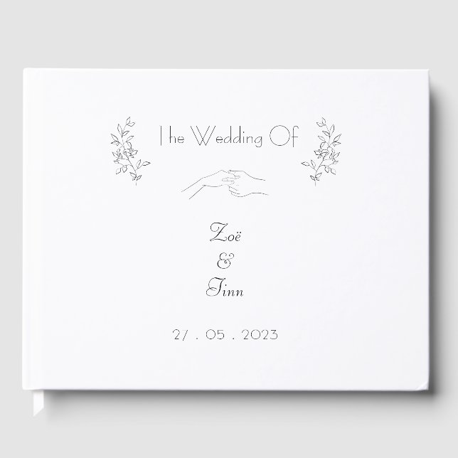 Elegant Simple Chic Black & White Illustrations  Gästebuch (Vorderseite)
