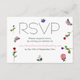 Elegant Simple Chic Floral Wedding RSVP Begleitkarte