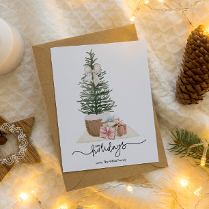 Elegant Simple Christmas Tree präsentiert Flat Feiertagskarte