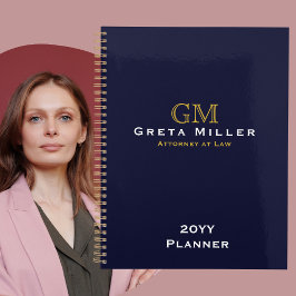 Elegant Simple Classic Gold Monogram Annual Planer