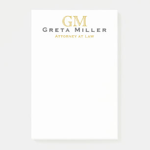 Elegant Simple Classic Gold Monogram Post-it Klebezettel