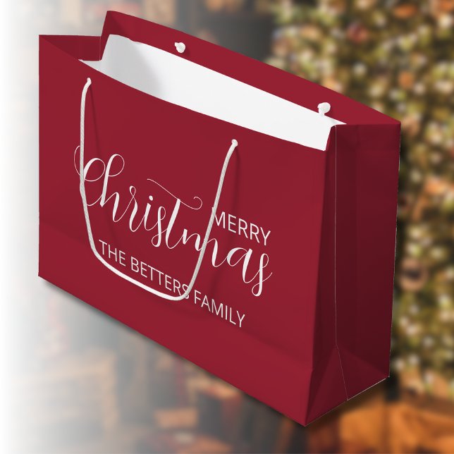 Elegant Simple Clean Mattiert Berry Weihnachten Große Geschenktüte (Von Creator hochgeladen)