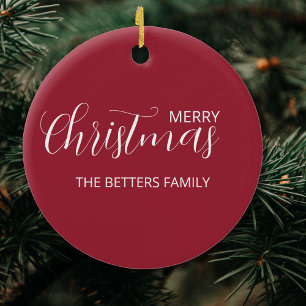 Elegant Simple Clean Mattiert Berry Weihnachten Keramik Ornament