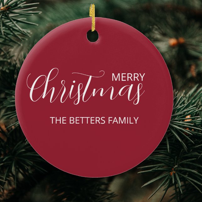 Elegant Simple Clean Mattiert Berry Weihnachten Keramik Ornament (Von Creator hochgeladen)