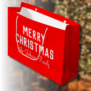Elegant Simple Clean Neon Red Christmas Große Geschenktüte
